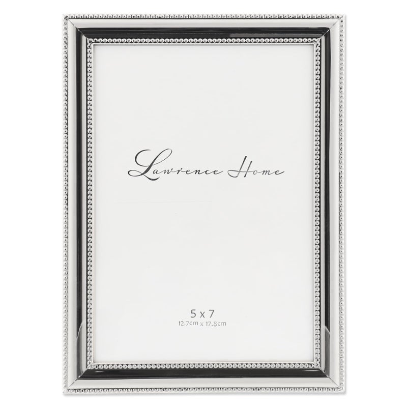 Lawrence Frames 510757 Metal Picture Frame Silver-Plate with Delicate Beading, 5 by 7-Inch